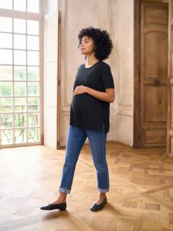 Seraphine Black Maternity Short Sleeve Cotton Modal T-Shirt