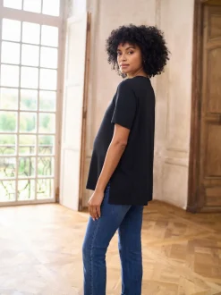 Seraphine Black Maternity Short Sleeve Cotton Modal T-Shirt