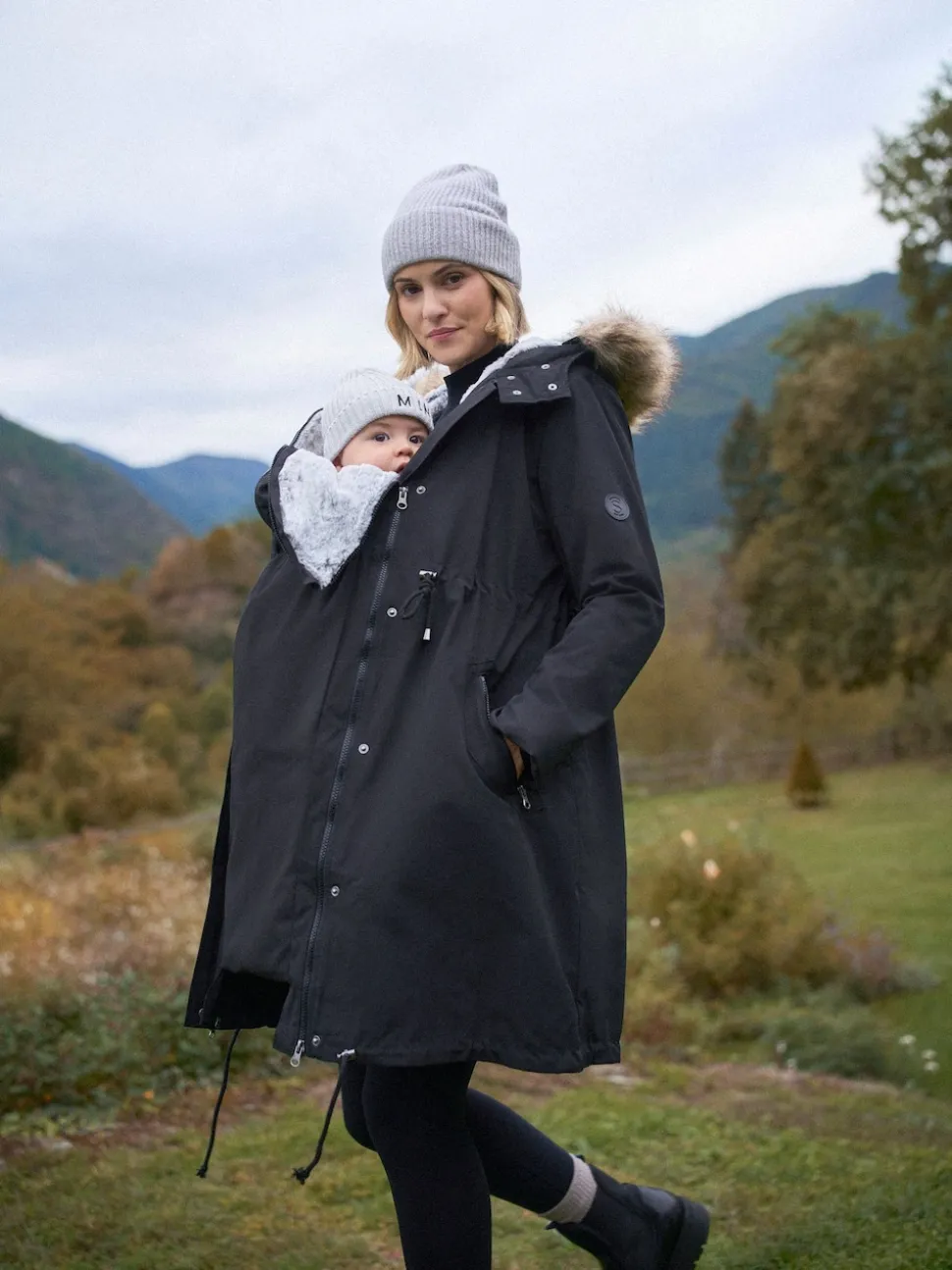 Seraphine Black Premium 3 in 1 Maternity Babywearing Parka