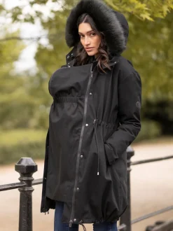 Seraphine Black Premium Sub-Zero Down Filled 3-In-1 Maternity & Babywearing Parka