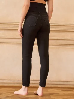 Seraphine Black Tall Premium Organic Overbump Maternity Skinny Jeans