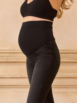 Seraphine Black Tall Tall Premium Organic Overbump Maternity Skinny Jeans