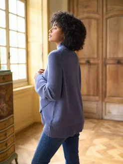 Seraphine Blue Premium Cashmere Blend Maternity & Nursing Roll Neck Jumper