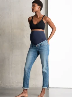 Seraphine Blue Premium Organic Overbump Maternity Relaxed Fit Jeans