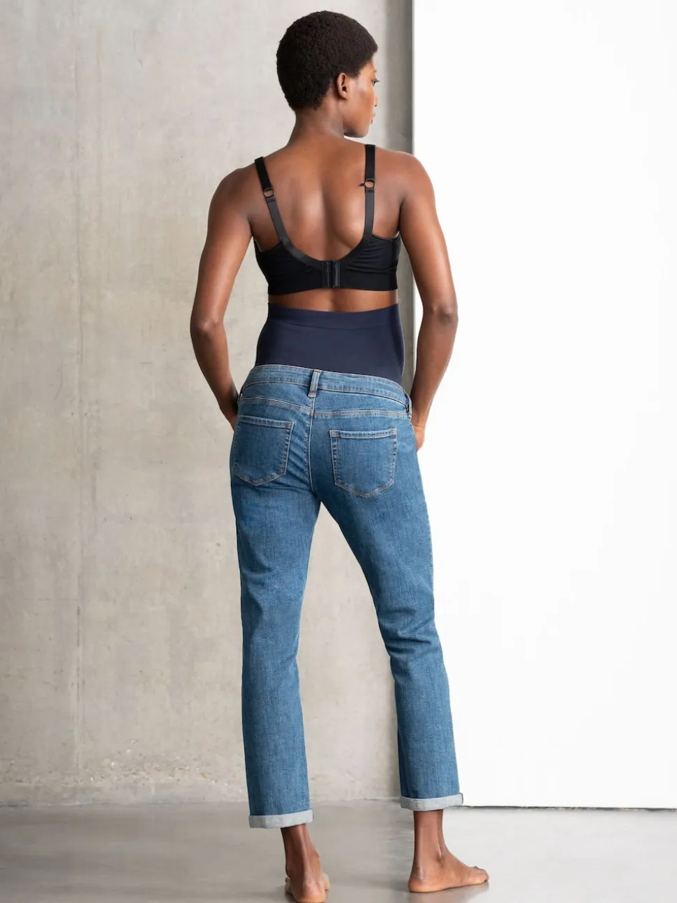 Seraphine Blue Premium Organic Overbump Maternity Relaxed Fit Jeans