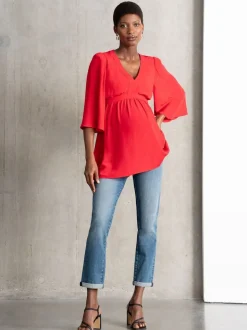 Seraphine Blue Premium Organic Overbump Maternity Relaxed Fit Jeans