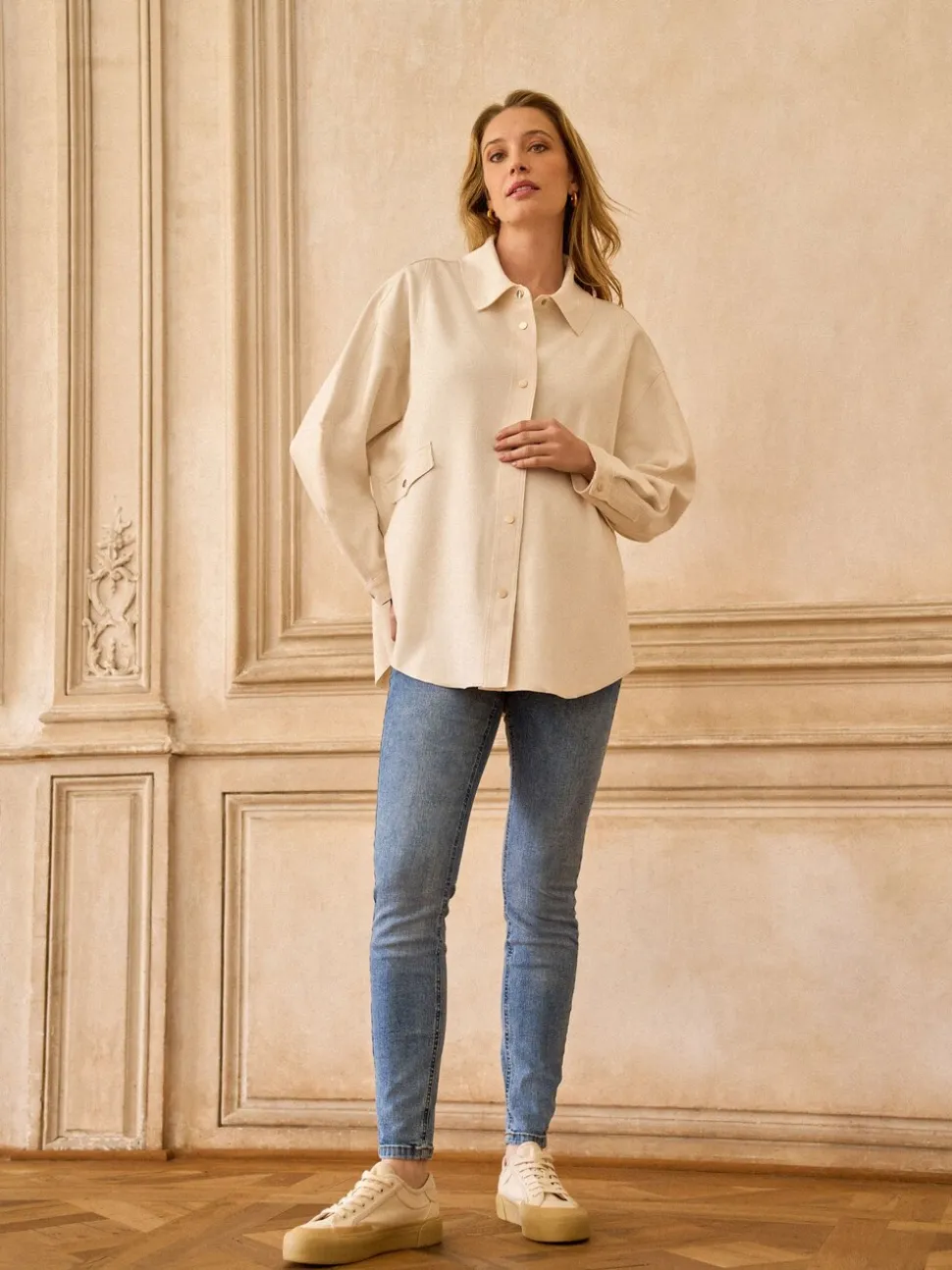 Seraphine Blue Tall Premium Organic Overbump Maternity Skinny Jeans