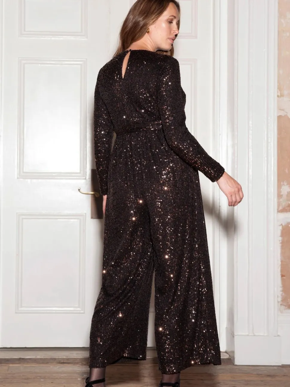 Seraphine Bronze Sparkle Sequin Maternity Jumpsuit