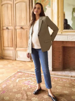 Seraphine Camel & Black Check Tailored Maternity Blazer