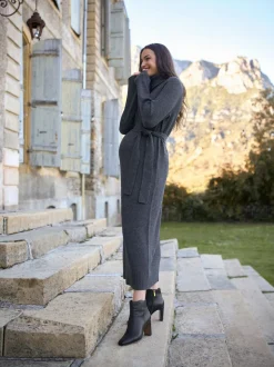 Seraphine Charcoal Grey 100% Merino Wool Maternity Knit Dress