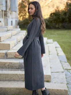 Seraphine Charcoal Grey 100% Merino Wool Maternity Knit Dress