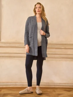 Seraphine Charcoal Grey Premium Soft 100% Wool Long Line Maternity Cardigan