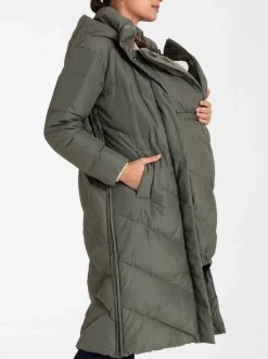 Seraphine Green 3-In-1 Long Chevron Puffer Maternity Coat