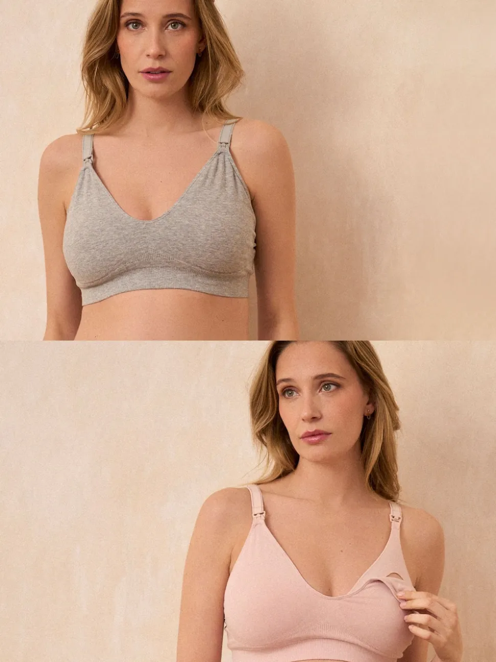 Seraphine Grey & Blush Pink Bamboo Soft Seamless Maternity & Nursing Bra 2 Pack