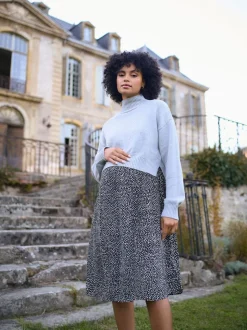 Seraphine Grey Marl & Black Dot Maternity & Nursing Knit Top Dress