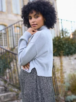 Seraphine Grey Marl & Black Dot Maternity & Nursing Knit Top Dress