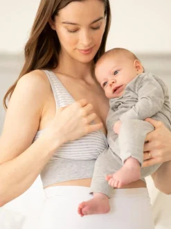 Seraphine Grey Stripe & White Maternity & Nursing Seamless Sleep Bras 2 Pack