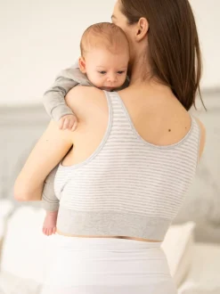 Seraphine Grey Stripe & White Maternity & Nursing Seamless Sleep Bras 2 Pack