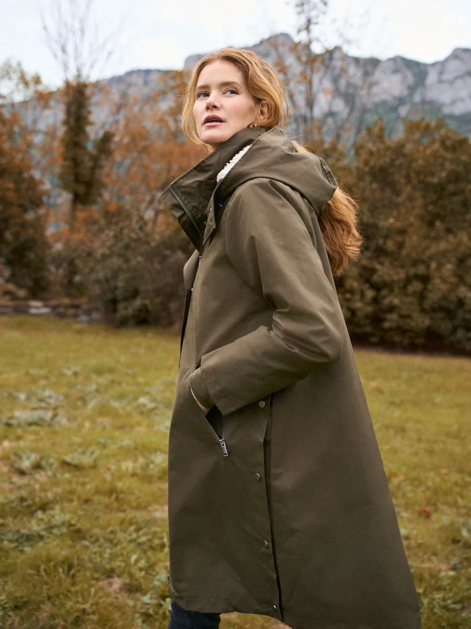 Seraphine Khaki 3 in 1 Maternity & Babywearing Parka with Borg Lining