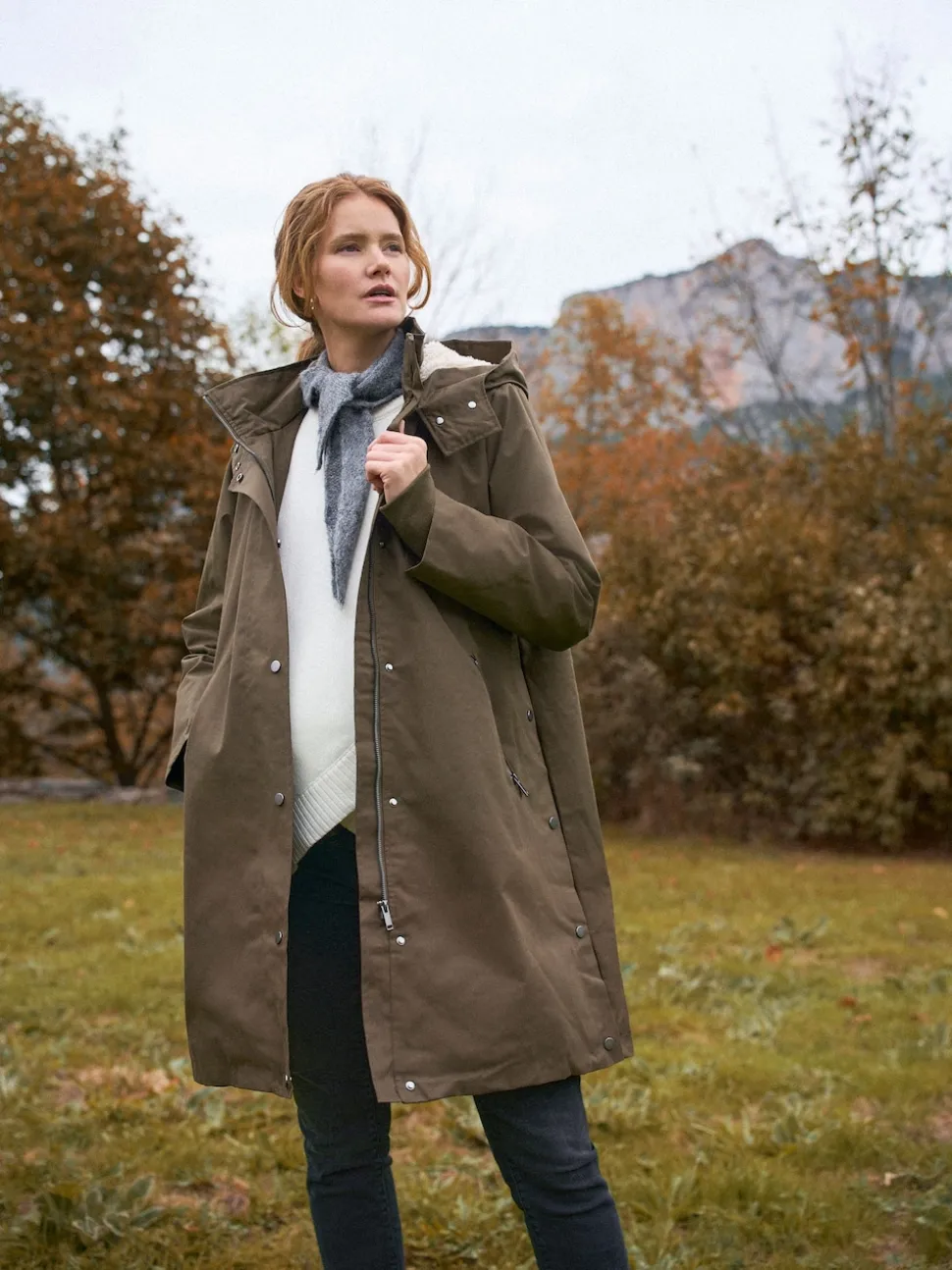 Seraphine Khaki 3 in 1 Maternity & Babywearing Parka with Borg Lining