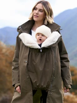 Seraphine Khaki 3 in 1 Maternity & Babywearing Parka with Borg Lining
