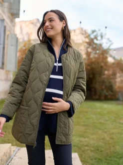 Seraphine Khaki Maternity & Babywearing Versatile Coat with Separate Inner Quilted