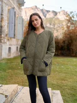 Seraphine Khaki Maternity & Babywearing Versatile Coat with Separate Inner Quilted