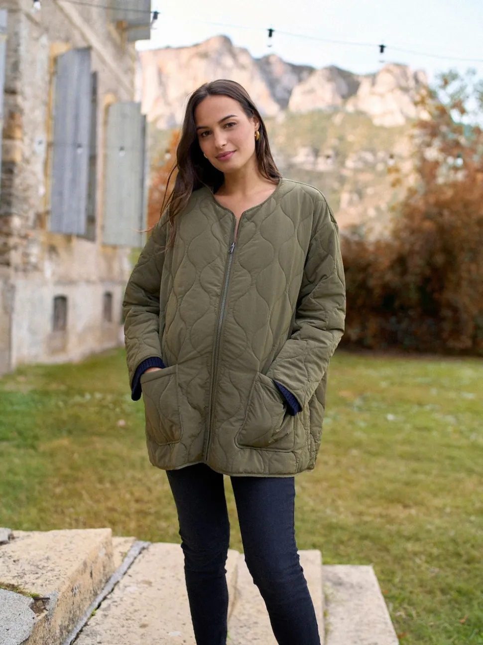 Seraphine Khaki Maternity & Babywearing Versatile Coat with Separate Inner Quilted