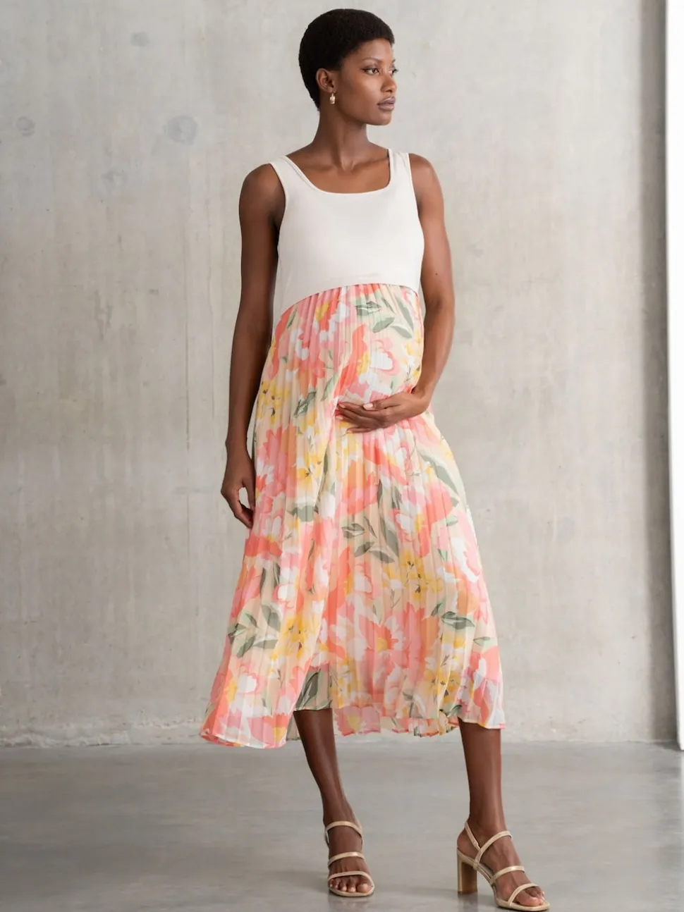 Seraphine Maternity Cream Dress with Topper