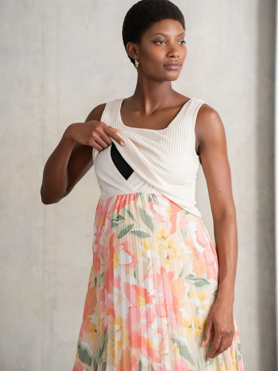 Seraphine Maternity Cream Dress with Topper