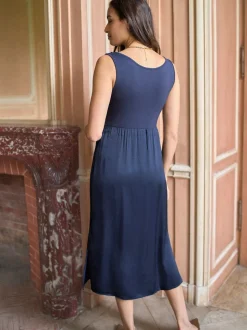 Seraphine Navy & White Maternity & Nursing Knit Top Dress