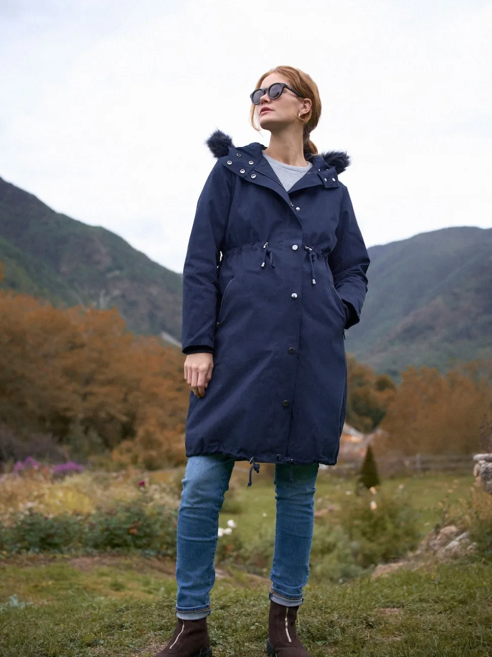 Seraphine Navy Blue Premium Sub-Zero Down Filled 3-In-1 Maternity & Babywearing Parka