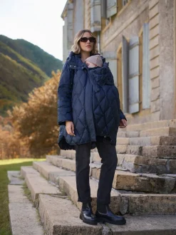 Seraphine Navy Lightweight Quilted 3 in 1 Maternity & Babywearing Coat