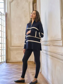 Seraphine Navy Stripe Wool Cotton Blend Maternity & Nursing Jumper