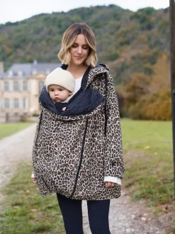 Seraphine Neutral Leopard Print 3-In-1 Maternity & Babywearing Raincoat
