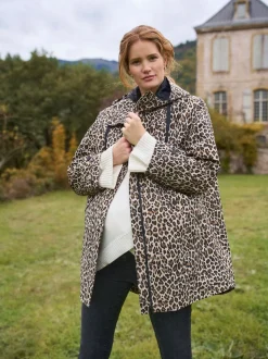 Seraphine Neutral Leopard Print 3-In-1 Maternity & Babywearing Raincoat