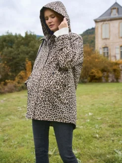 Seraphine Neutral Leopard Print 3-In-1 Maternity & Babywearing Raincoat