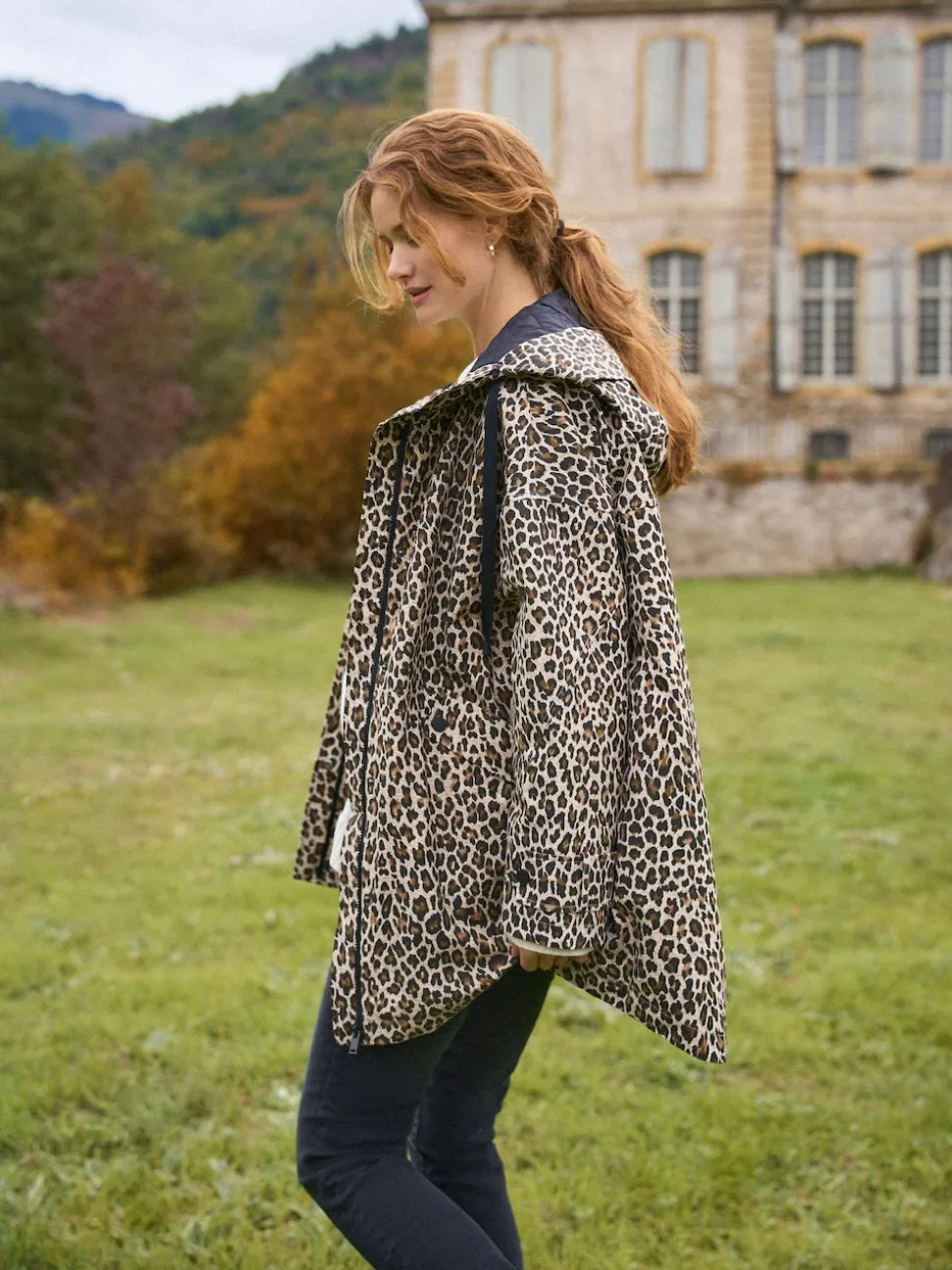 Seraphine Neutral Leopard Print 3-In-1 Maternity & Babywearing Raincoat