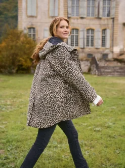 Seraphine Neutral Leopard Print 3-In-1 Maternity & Babywearing Raincoat