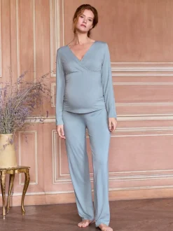 Seraphine Sage Green Maternity & Nursing Super Soft Bamboo Jersey Pyjamas 2 Piece Set