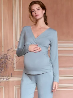 Seraphine Sage Green Maternity & Nursing Super Soft Bamboo Jersey Pyjamas 2 Piece Set