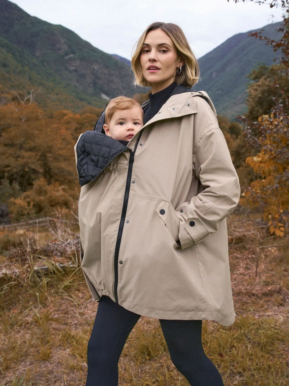 Seraphine Taupe Grey 3-In-1 Maternity & Babywearing Raincoat