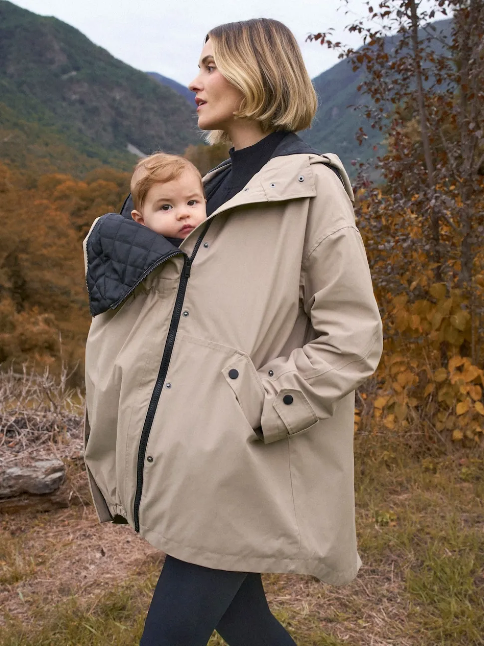 Seraphine Taupe Grey 3-In-1 Maternity & Babywearing Raincoat