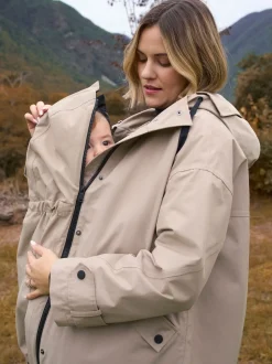 Seraphine Taupe Grey 3-In-1 Maternity & Babywearing Raincoat