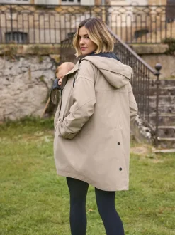 Seraphine Taupe Grey 3-In-1 Maternity & Babywearing Raincoat