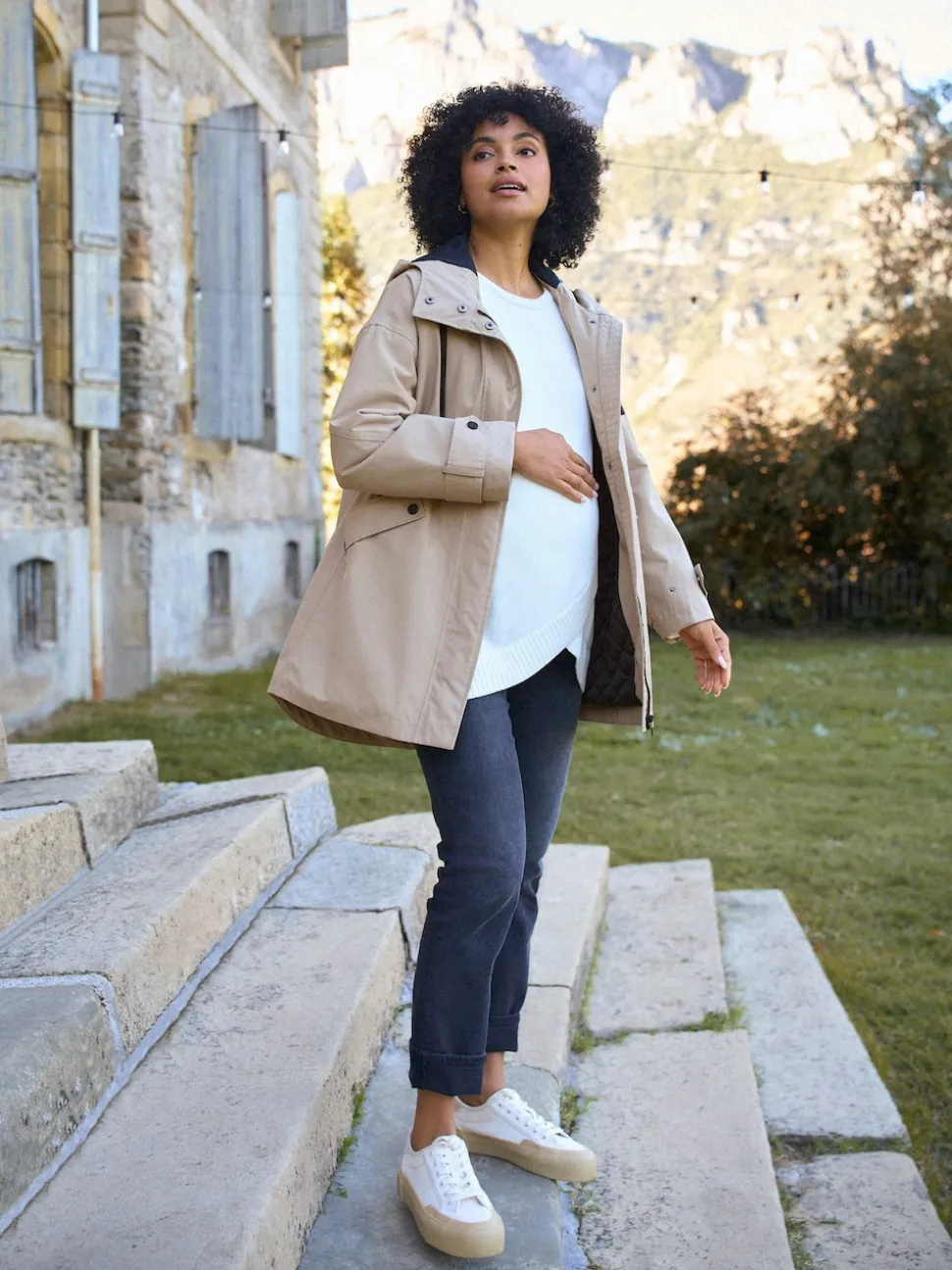Seraphine Taupe Grey 3-In-1 Maternity & Babywearing Raincoat