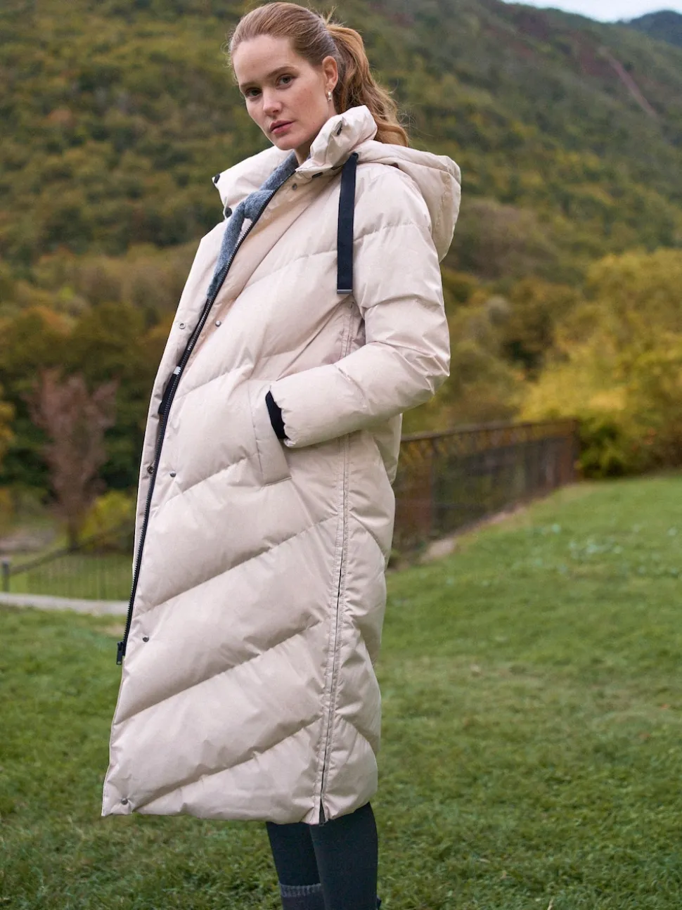 Seraphine Taupe Grey Long 3-In-1 Maternity & Babywearing Puffa Coat
