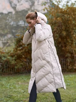 Seraphine Taupe Grey Long 3-In-1 Maternity & Babywearing Puffa Coat