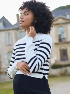 Seraphine White & Black Stripe Maternity & Nursing Knit Top Dress