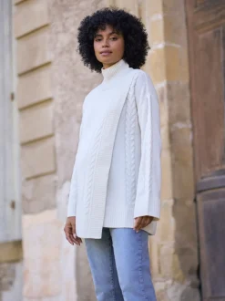 Seraphine White Ivory Premium 100% Merino Wool Maternity & Nursing Longline Jumper
